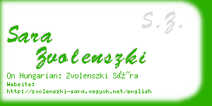 sara zvolenszki business card